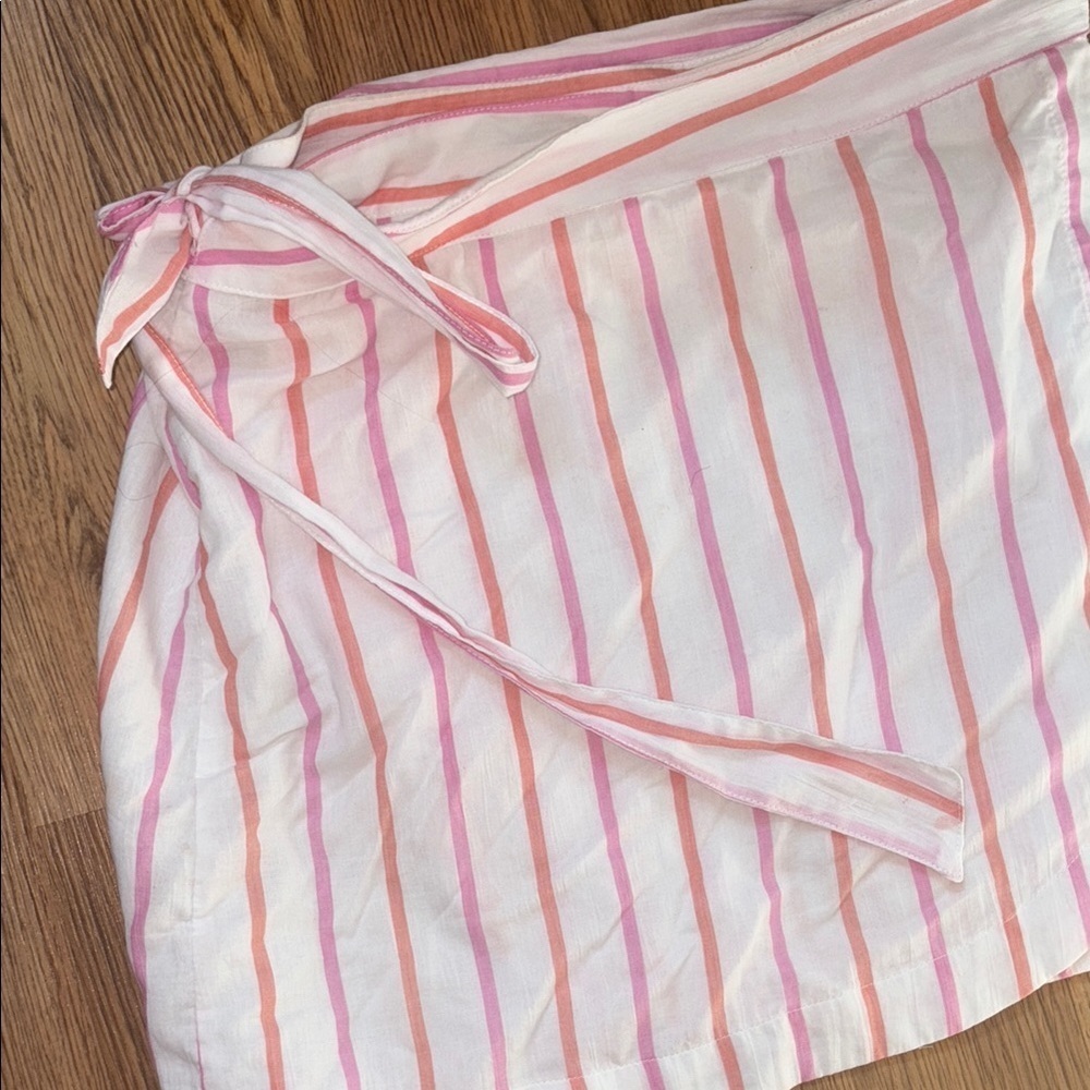 Fabletics Pink and Orange Striped Wrap Skirt - Picture 2 of 6